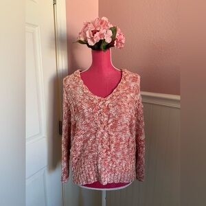 👗Anthropologie Far Away From Close V-neck Women’s Cable Knit Sweater, size M